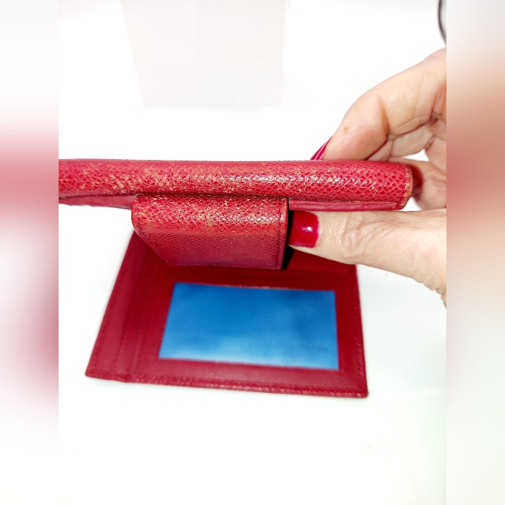 Bvlgari Red Saffiano Pebbled Leather Bifold Wallet ID Window GUC - Picture 10 of 15